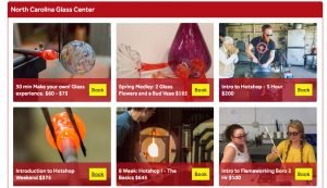 A selection of classes available at the North Carolina Glass Center