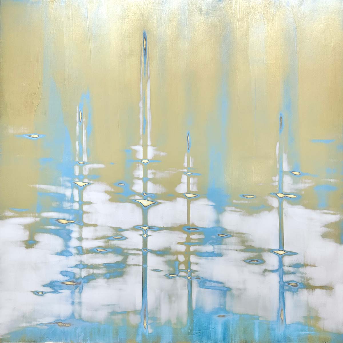 Gilded Falls acrylic, plaster paint, metallic pigments on panel 48'' x 48'' By Audra Weaser